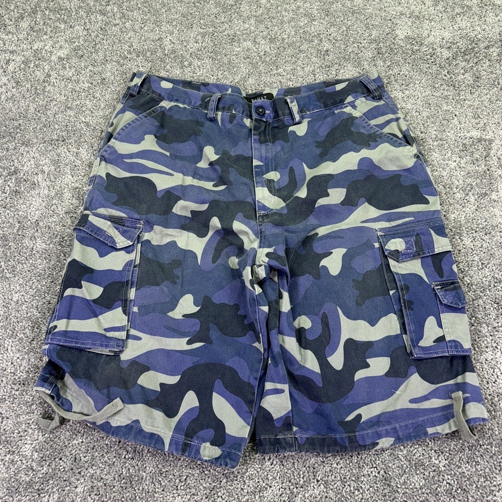 Trust Cargo Shorts Mens 42 Blue Camo Cotton Pockets Casual Army Outdoor Work